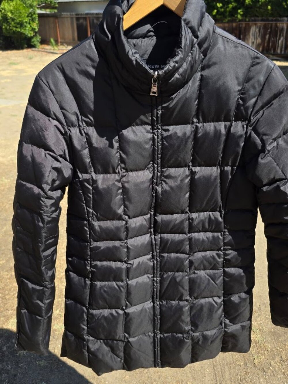 Andrew Marc Womens S Black Goose Down Puffer Jacket Quilted Winter Coat Full Zip